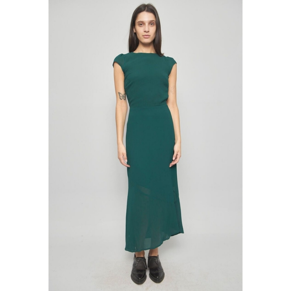 Rare Reformation Back Slit Midi Dress in Emerald Green Size 2 NWT Wedding Party